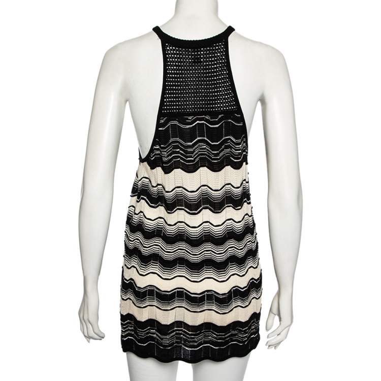 Pre Owned M Missoni Monochrome Knit Sleeveless Top S