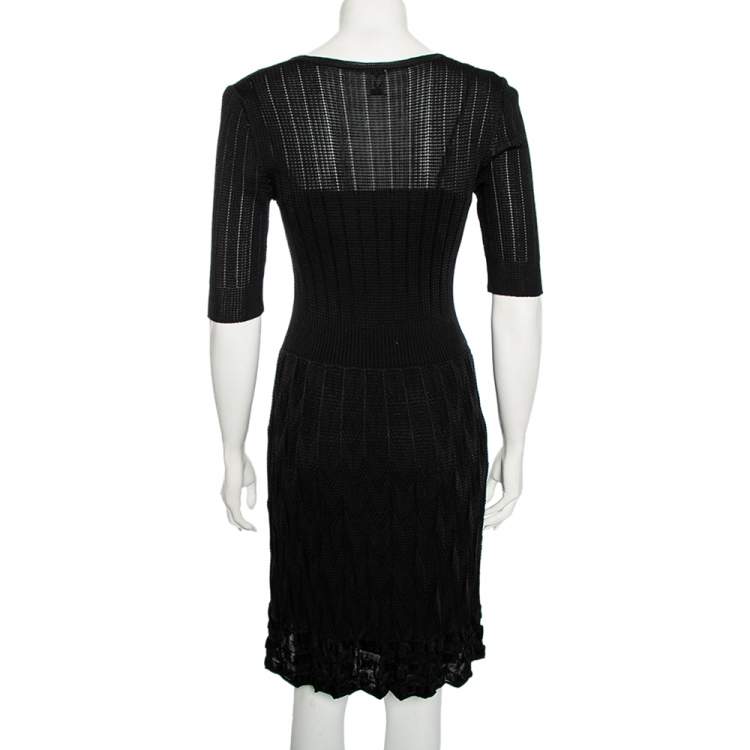 مملوكة مسبقًا M Missoni Black Chevron Knit Short Dress L