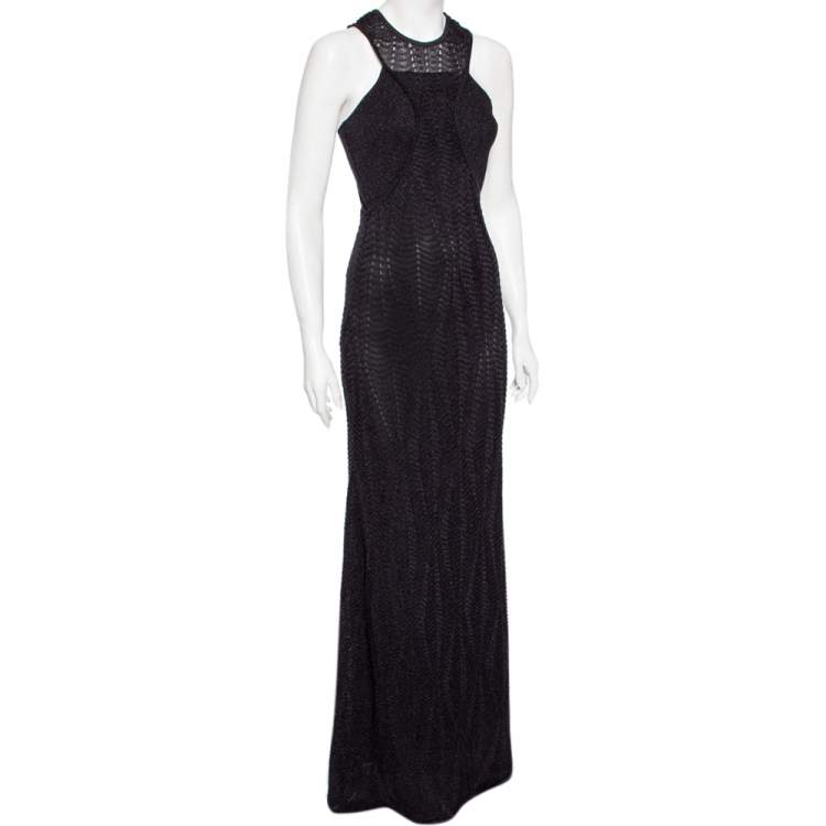 Pre Owned M Missoni Black Lurex Knit Racer Back Maxi Dress M