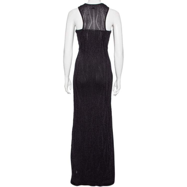 Pre Owned M Missoni Black Lurex Knit Racer Back Maxi Dress M