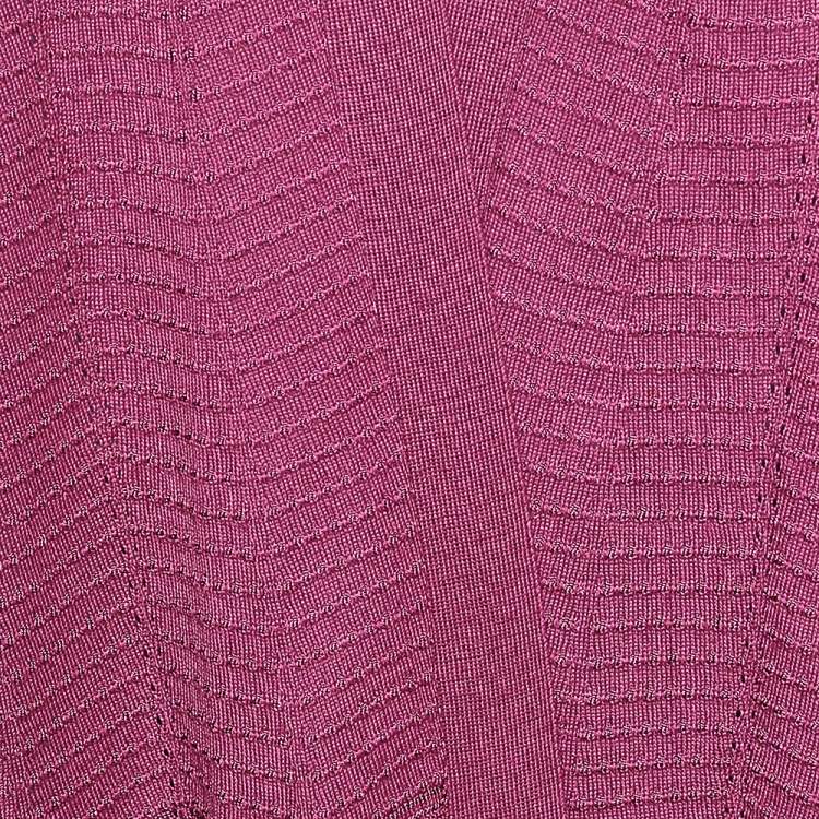 Pre Owned M Missoni Purple Patterned Knit Open Front Cardigan XL