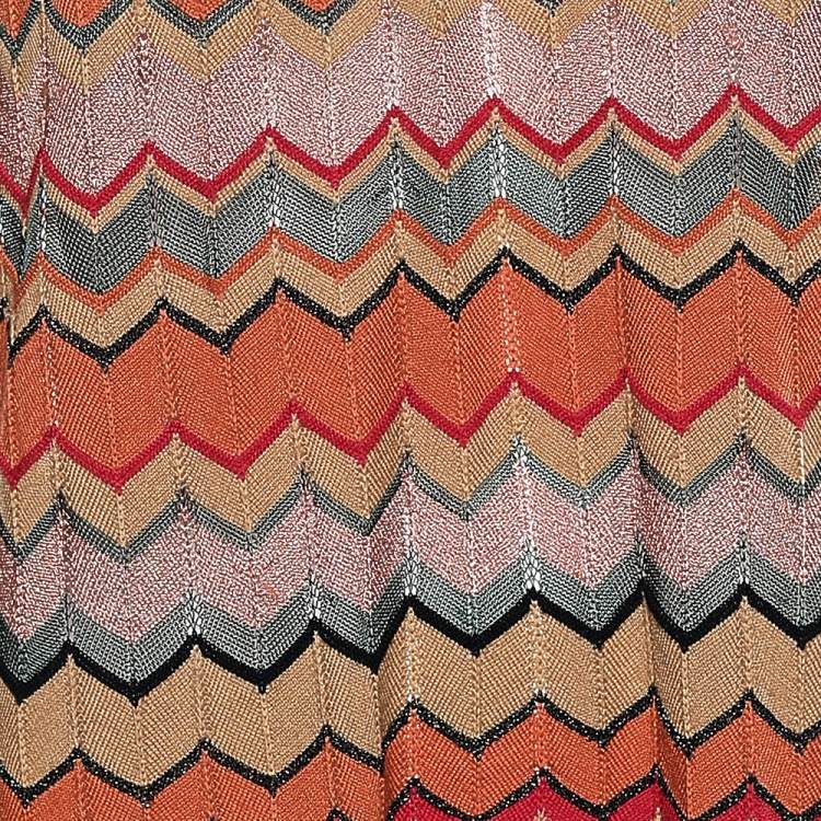 Pre Owned M Missoni Multicolor Zig Zag Patterned Knit Shift Dress L