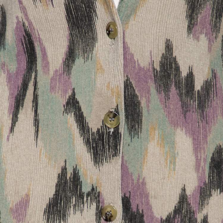 مملوكة مسبقًا M Missoni Multicolored Knit Button Front Long Cardigan M