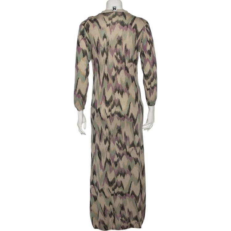 مملوكة مسبقًا M Missoni Multicolored Knit Button Front Long Cardigan M