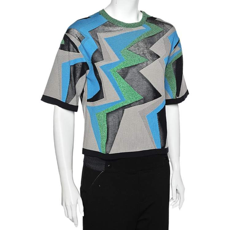 Pre Owned M Missoni Multicolor Patterned Lurex Knit Top S
