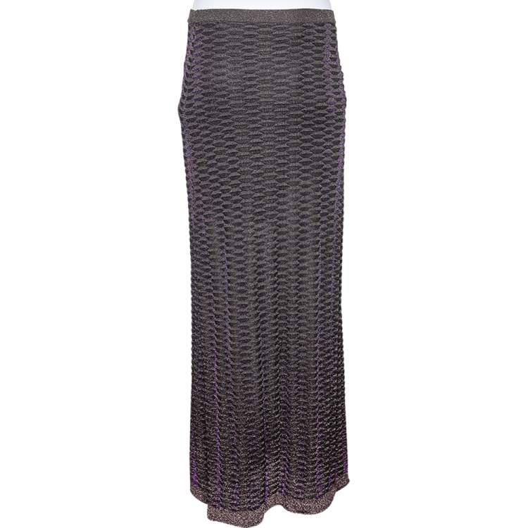 Pre Owned M Missoni Multicolor patterned Lurex Knit Maxi Skirt M