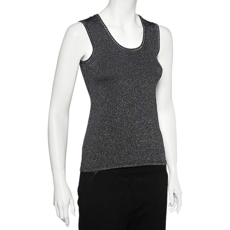 Pre Owned M Missoni Black Lurex Knit  Tank Top M