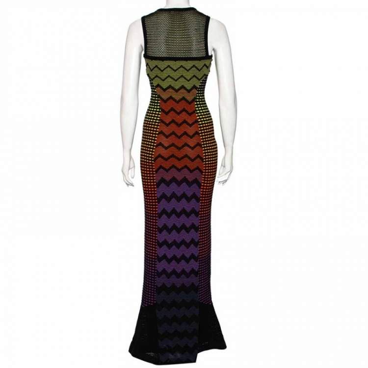 مملوكة مسبقًا M Missoni Multicolor Patterned Knit Sleeveless Maxi Dress S