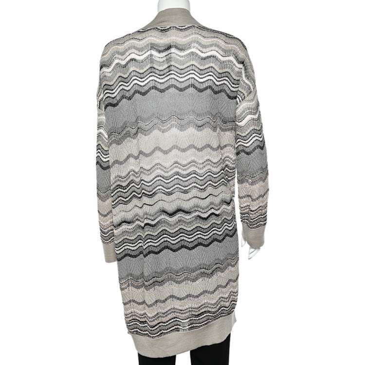 Pre Owned M Missoni Grey Knit Long Cardigan M