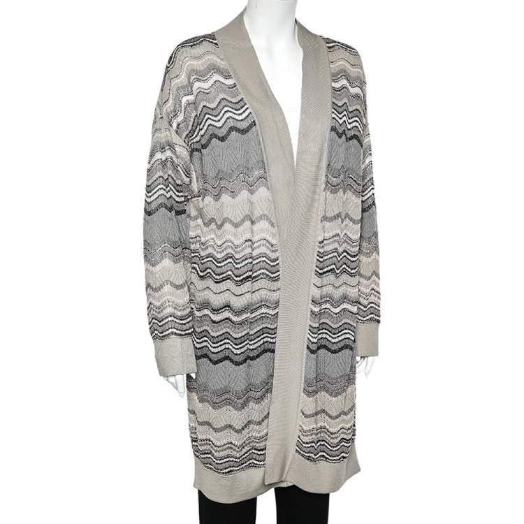 Pre Owned M Missoni Grey Knit Long Cardigan M