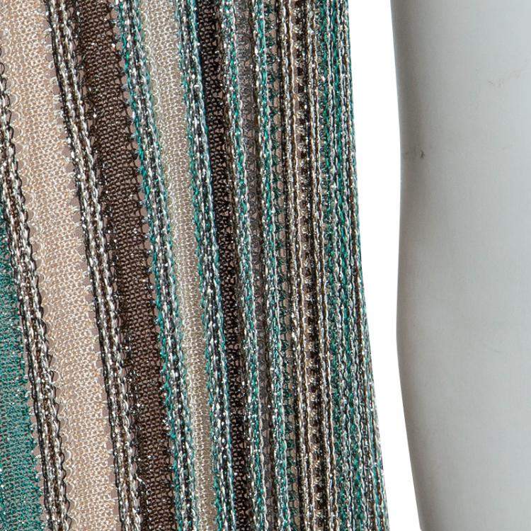 Pre Owned M Missoni Multicolor Lurex Knit Fringed Sleeve Dress S