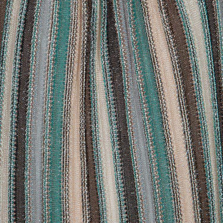 Pre Owned M Missoni Multicolor Lurex Knit Fringed Sleeve Dress S