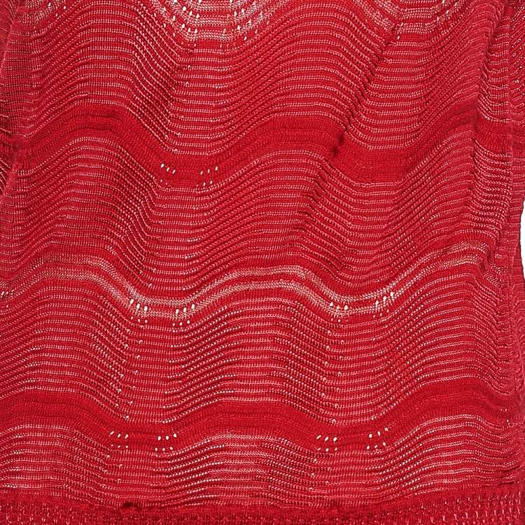 Pre Owned M Missoni Red Patterned Wool Dress L