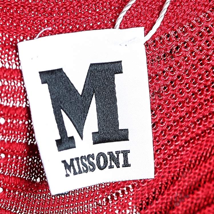 Pre Owned M Missoni Red Patterned Wool Dress L