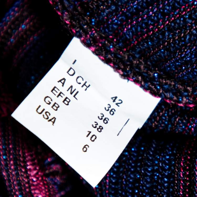 Pre Owned M Missoni Multicolored Lurex Knit V-Neck Top M