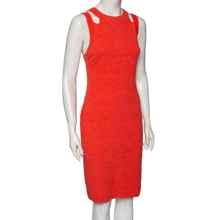 Pre Owned M Missoni Pink Floral Jacquard Sleeveless Sheath Dress M