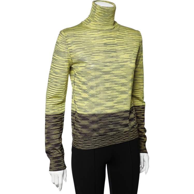 Pre Owned M Missoni Green & Brown Knit Turtleneck Sweater M