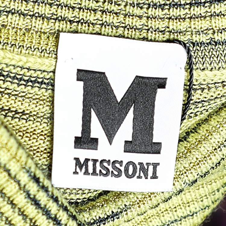 Pre Owned M Missoni Green & Brown Knit Turtleneck Sweater M