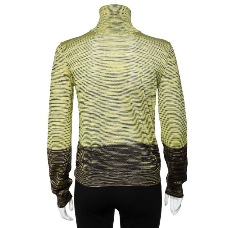 Pre Owned M Missoni Green & Brown Knit Turtleneck Sweater M
