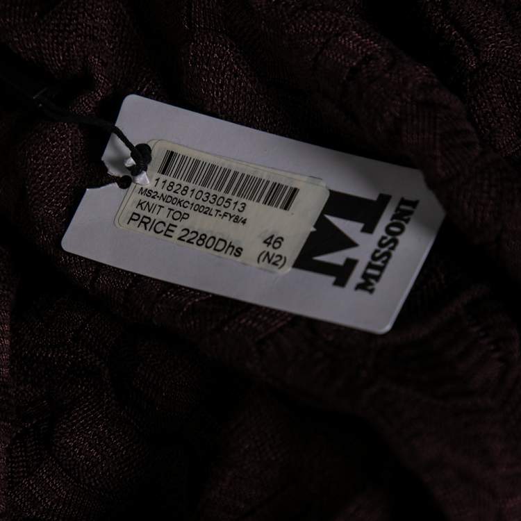 Pre Owned M Missoni Brown Knit Wave Textured Sweater L