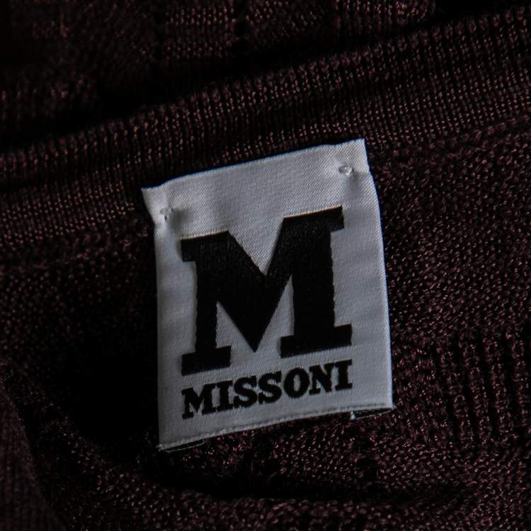 Pre Owned M Missoni Brown Knit Wave Textured Sweater L