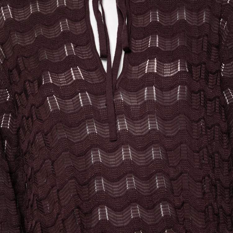 Pre Owned M Missoni Brown Knit Wave Textured Sweater L
