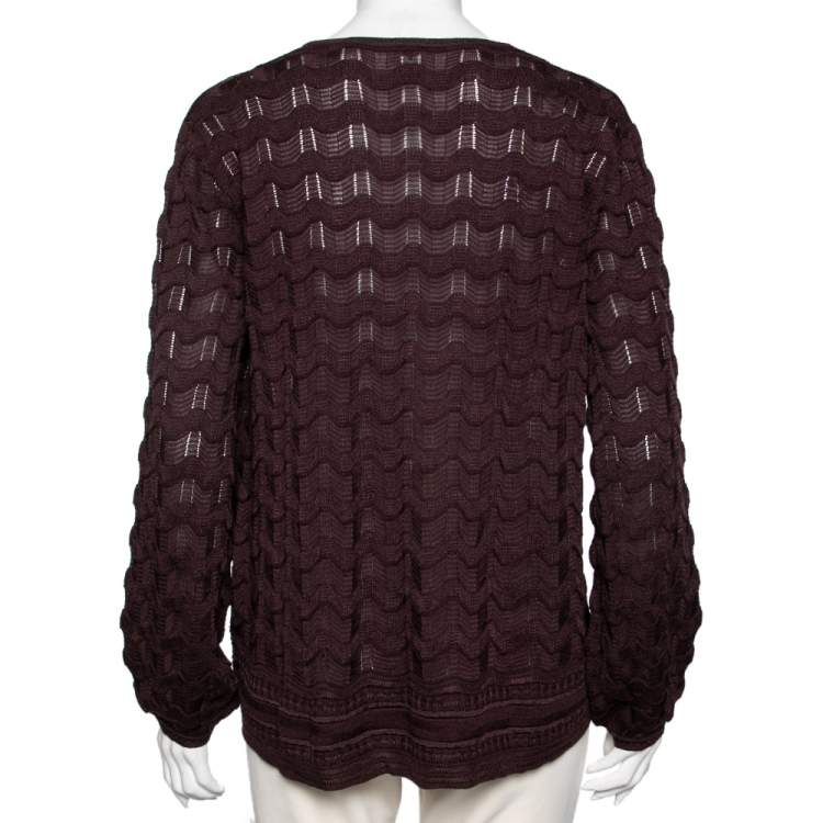 Pre Owned M Missoni Brown Knit Wave Textured Sweater L