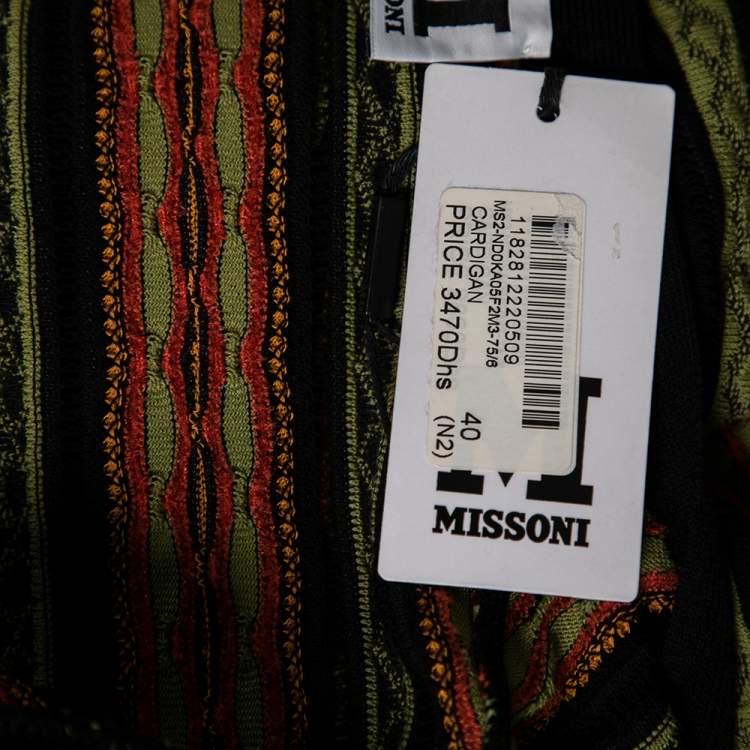 Pre Owned M Missoni Multicolor Patterned Knit Long Cardigan S