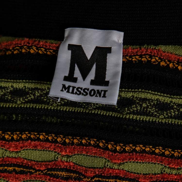 Pre Owned M Missoni Multicolor Patterned Knit Long Cardigan S