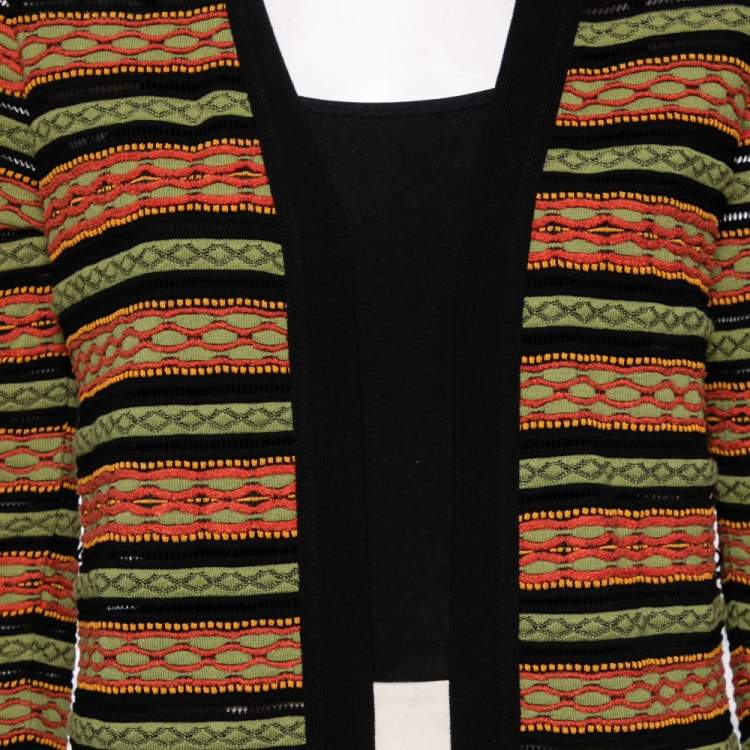 Pre Owned M Missoni Multicolor Patterned Knit Long Cardigan S