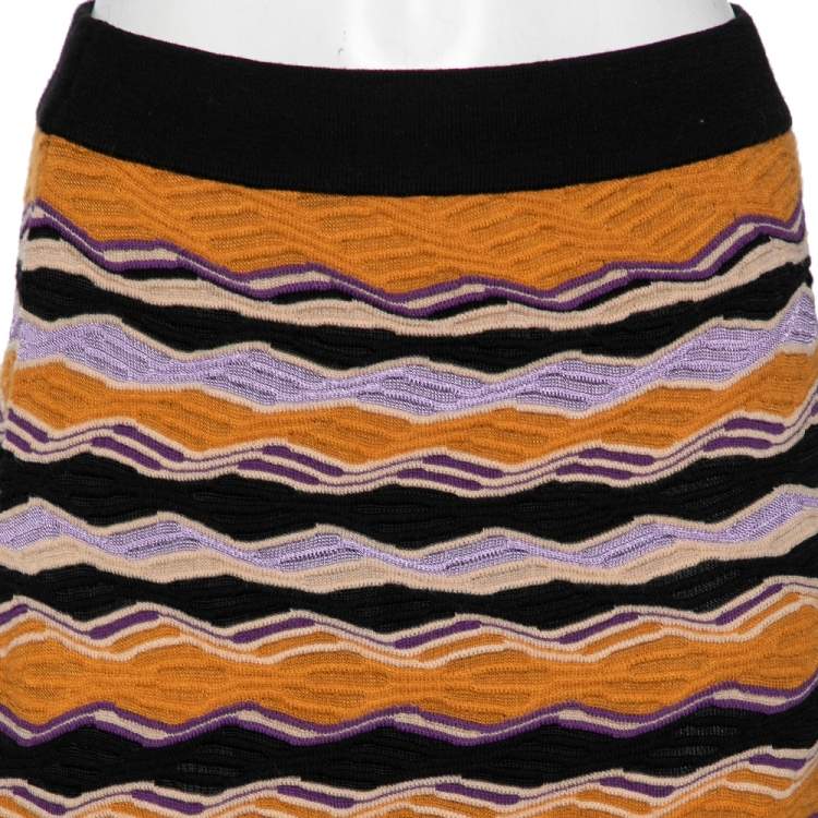 Pre Owned M Missoni Multicolored Merino Knitted Maxi Skirt L