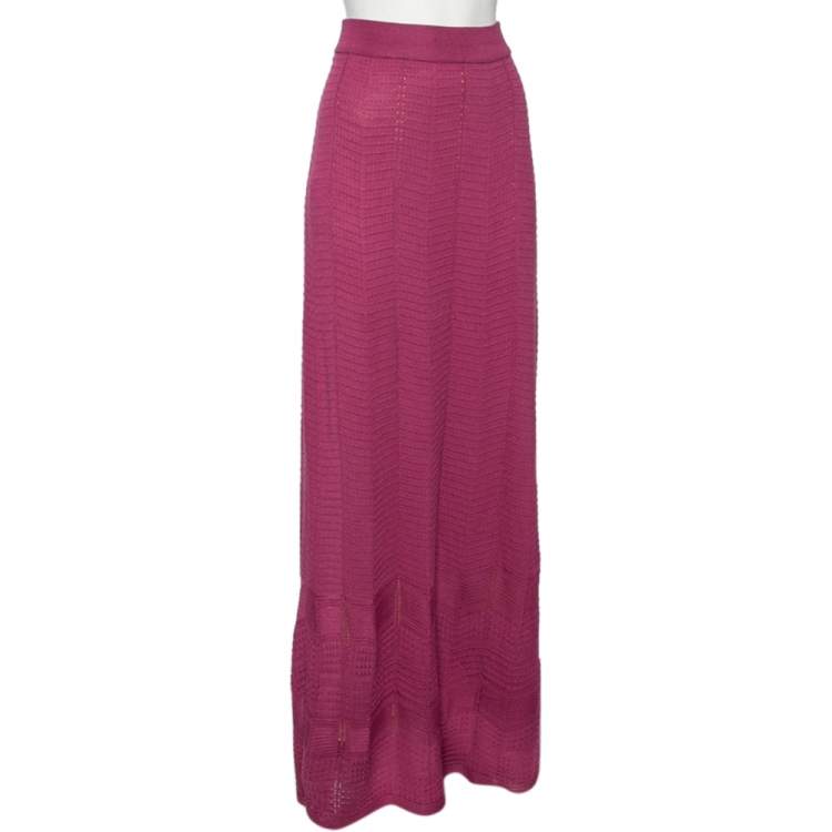 Pre Owned M Missoni Purple Knit Maxi Skirt M