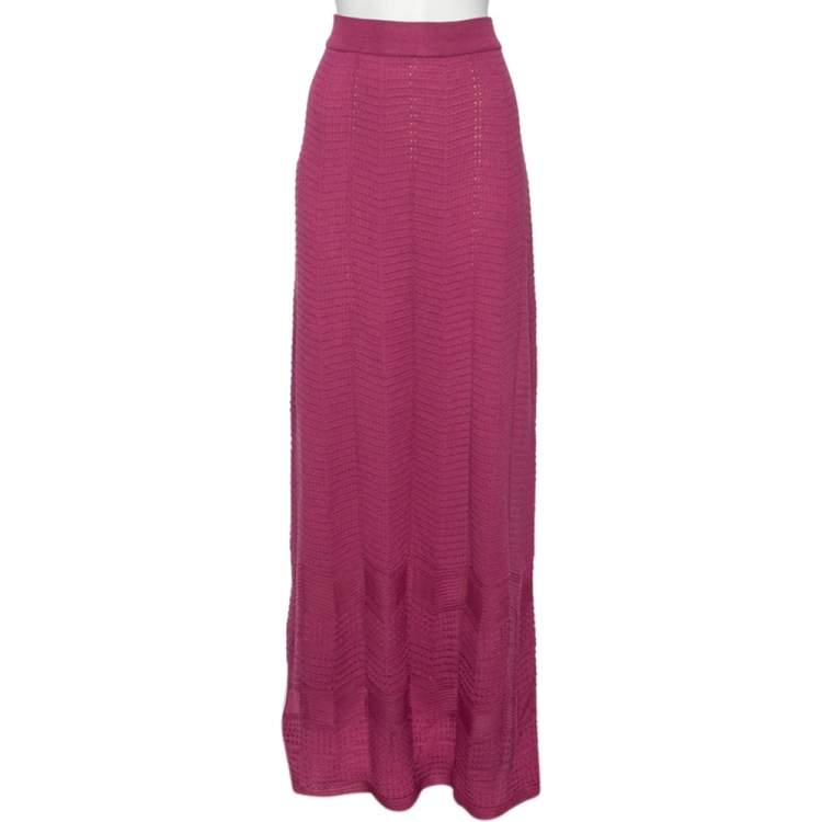 Pre Owned M Missoni Purple Knit Maxi Skirt M
