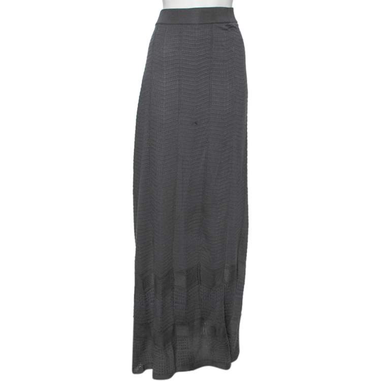Pre Owned M Missoni Grey Knit Maxi Skirt M