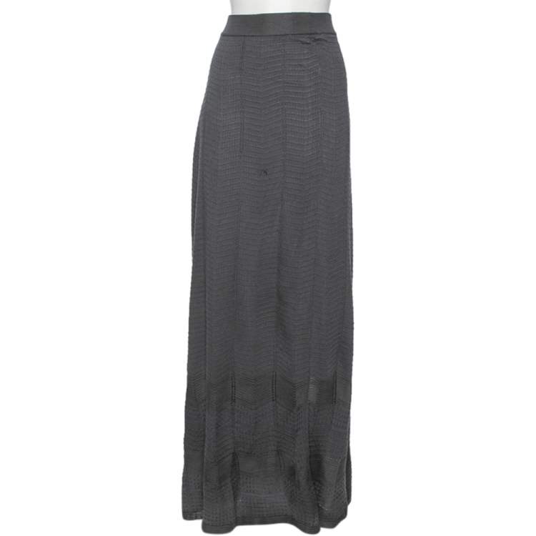 Pre Owned M Missoni Grey Knit Maxi Skirt M