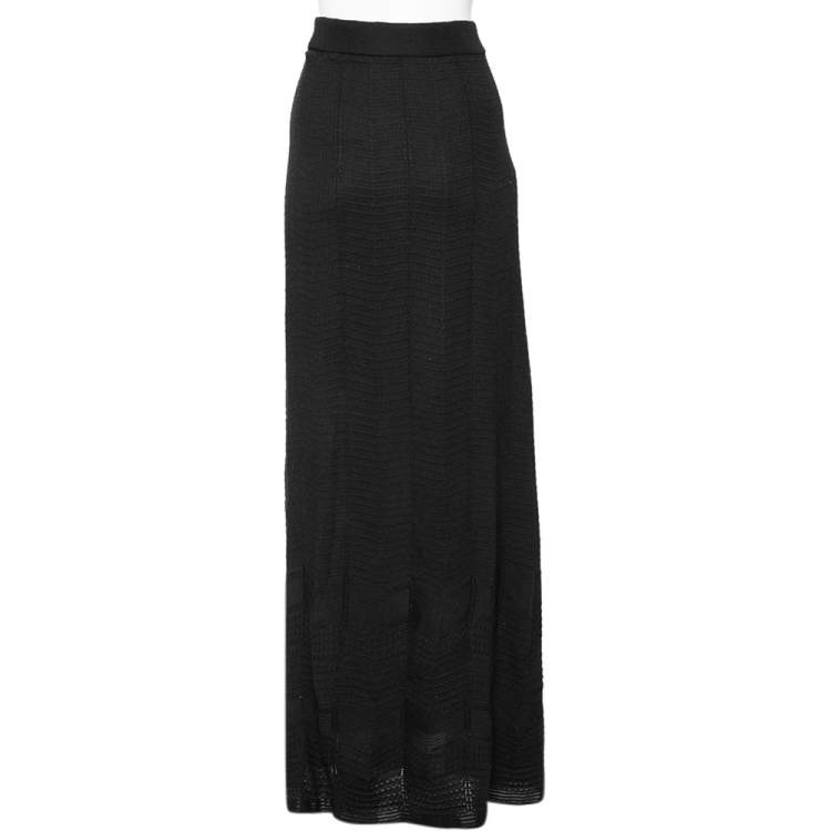 Pre Owned M Missoni Black Knit Maxi Skirt M