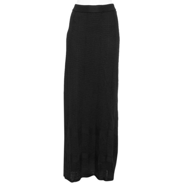 Pre Owned M Missoni Black Knit Maxi Skirt M