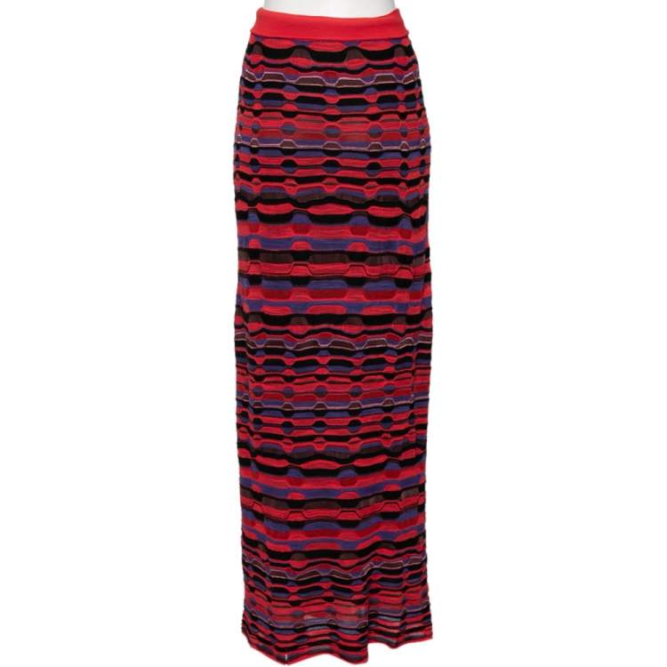 Pre Owned M Missoni Multicolored Knit Maxi Skirt M