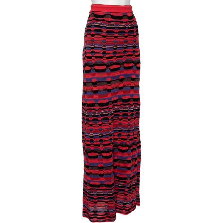 Pre Owned M Missoni Multicolored Knit Maxi Skirt M