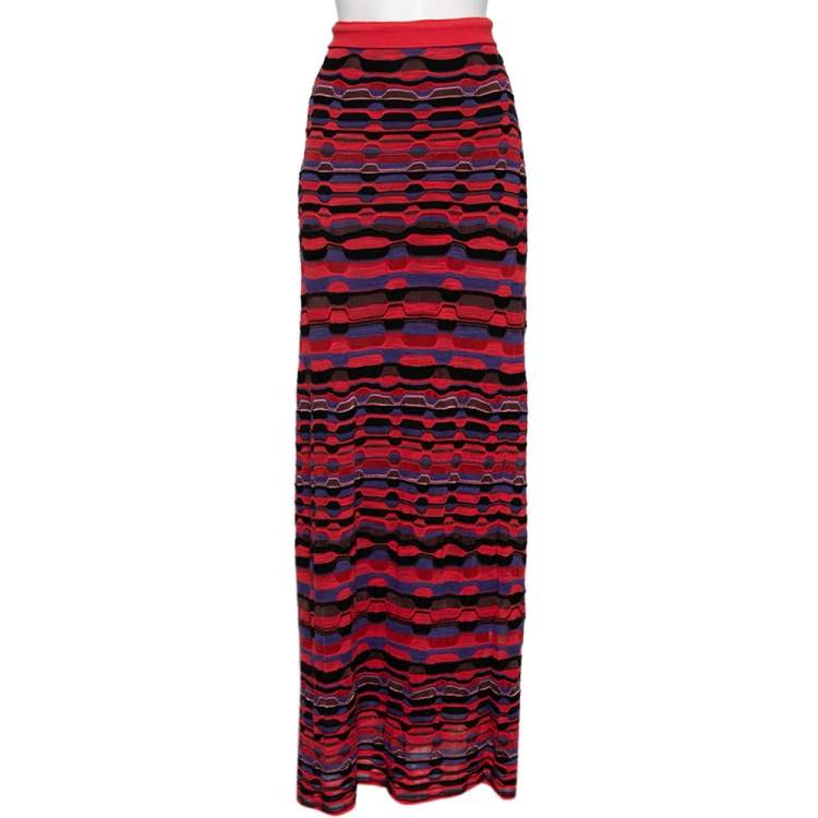 Pre Owned M Missoni Multicolored Knit Maxi Skirt M