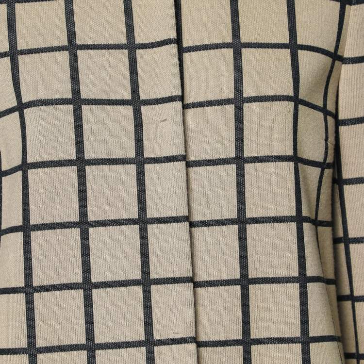Pre Owned M Missoni Beige Windowpane Patterned Knit Button Front Cardigan M