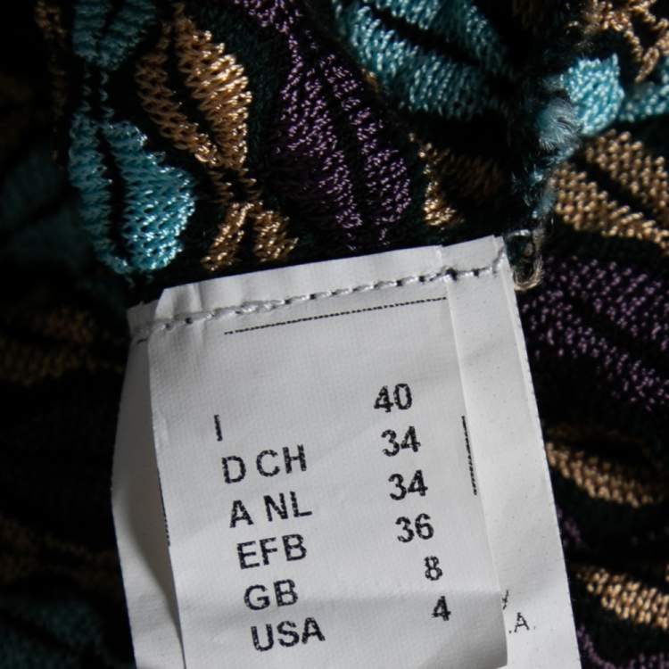 Pre Owned M Missoni Multicolor Patterned Knit Ruffle Trim Detailed Top S