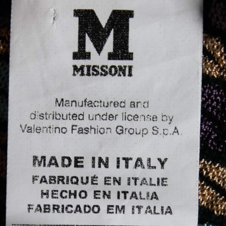 Pre Owned M Missoni Multicolor Patterned Knit Ruffle Trim Detailed Top S