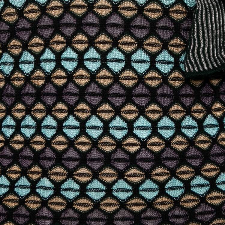 Pre Owned M Missoni Multicolor Patterned Knit Ruffle Trim Detailed Top S