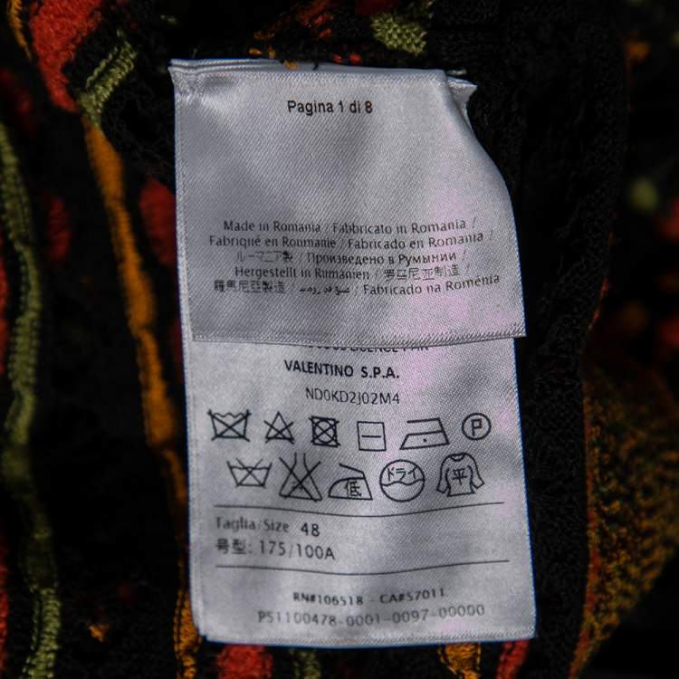 Pre Owned M Missoni Multicolor Patterned Knit Long Sleeve Midi Dress L