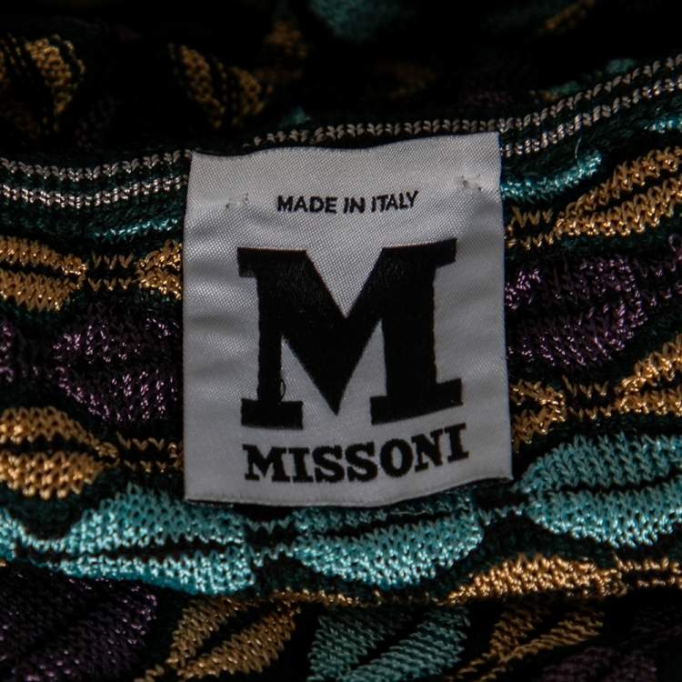Pre Owned M Missoni Multicolor Patterned Knit Long Sleeve Cardigan S