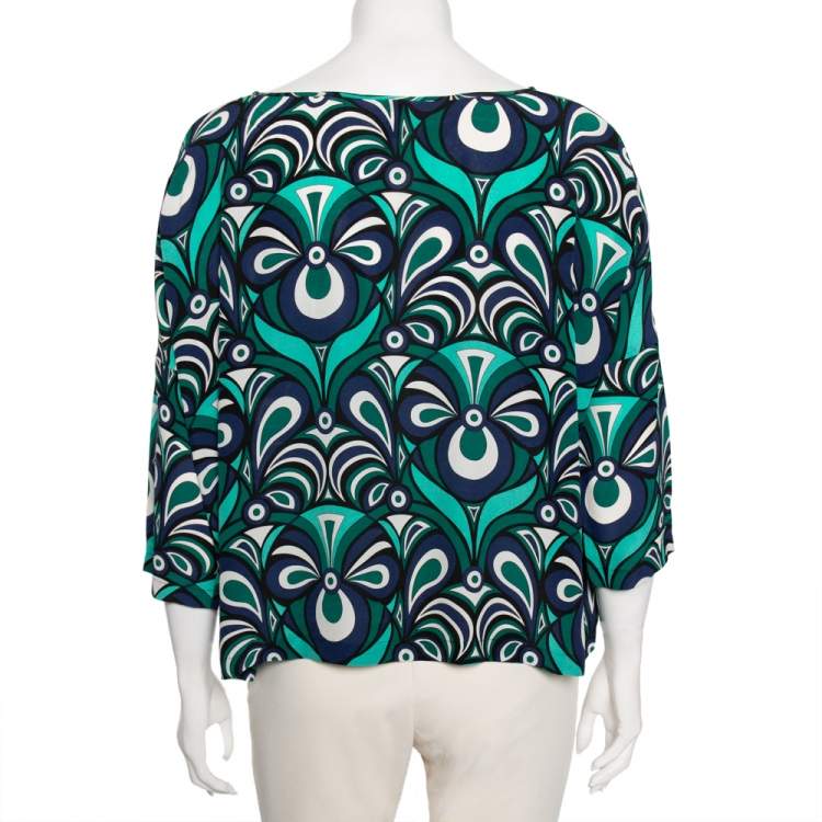 Pre Owned M Missoni Multicolor Printed Silk Crew Neck Top S