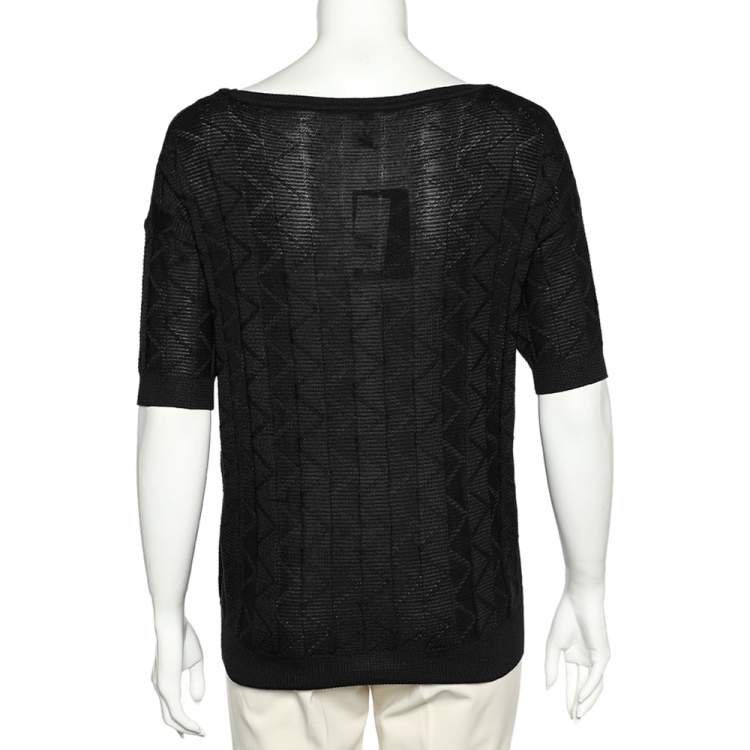 Pre Owned M Missoni Black Patterned Knit Jumper S