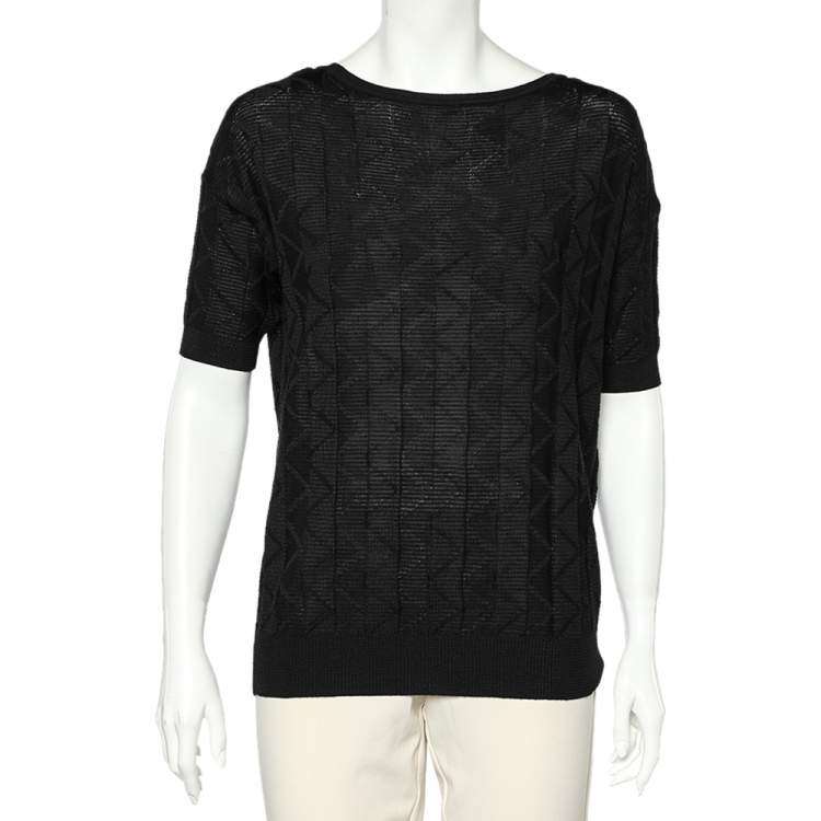 Pre Owned M Missoni Black Patterned Knit Jumper S