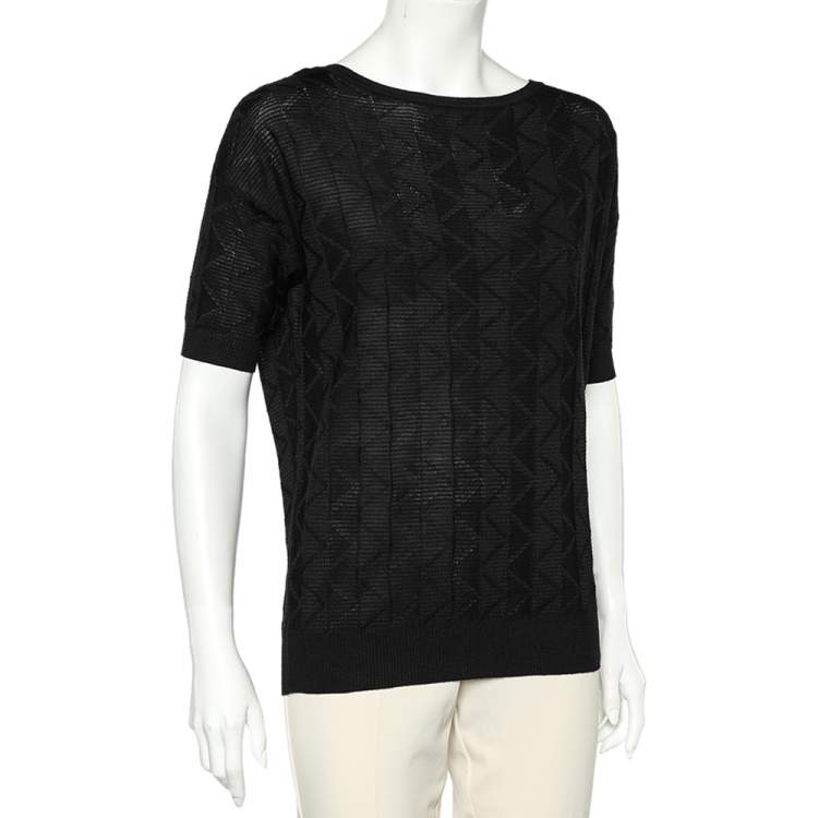 Pre Owned M Missoni Black Patterned Knit Jumper S